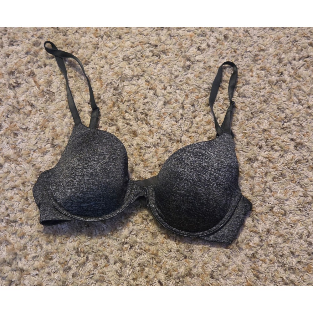 Victoria's Secret Uplift Semi Bra Women's Size 34B Gray Black 2‎ Hook
